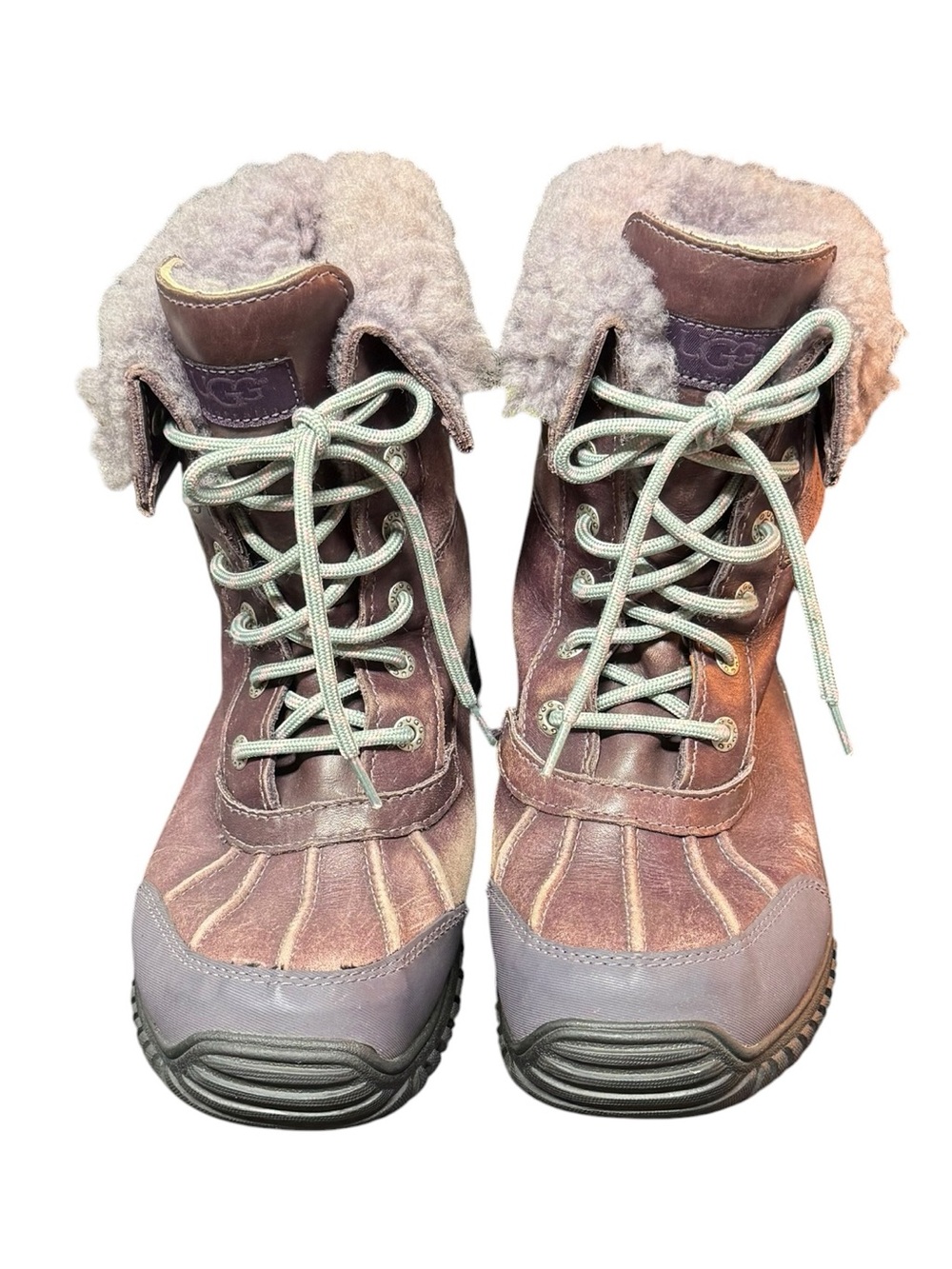 UGG Outdoor Adirondack II Waterproof Leather Shearling Snow Boots Plum Size 8.5